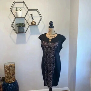 Connected Apparel Lace Inset Dress